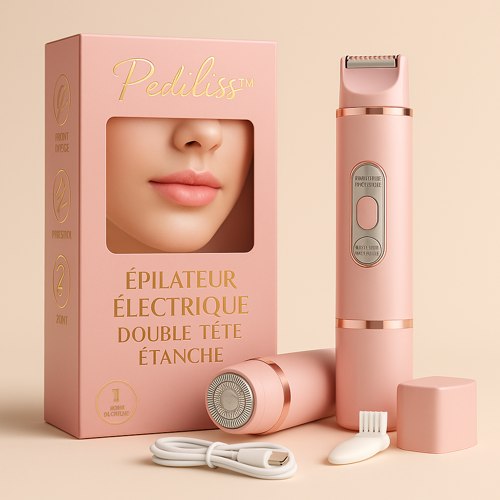PediLiss™ ⎪ Épilateur électrique double tête étanche – Technologie intelligente & épilation indolore