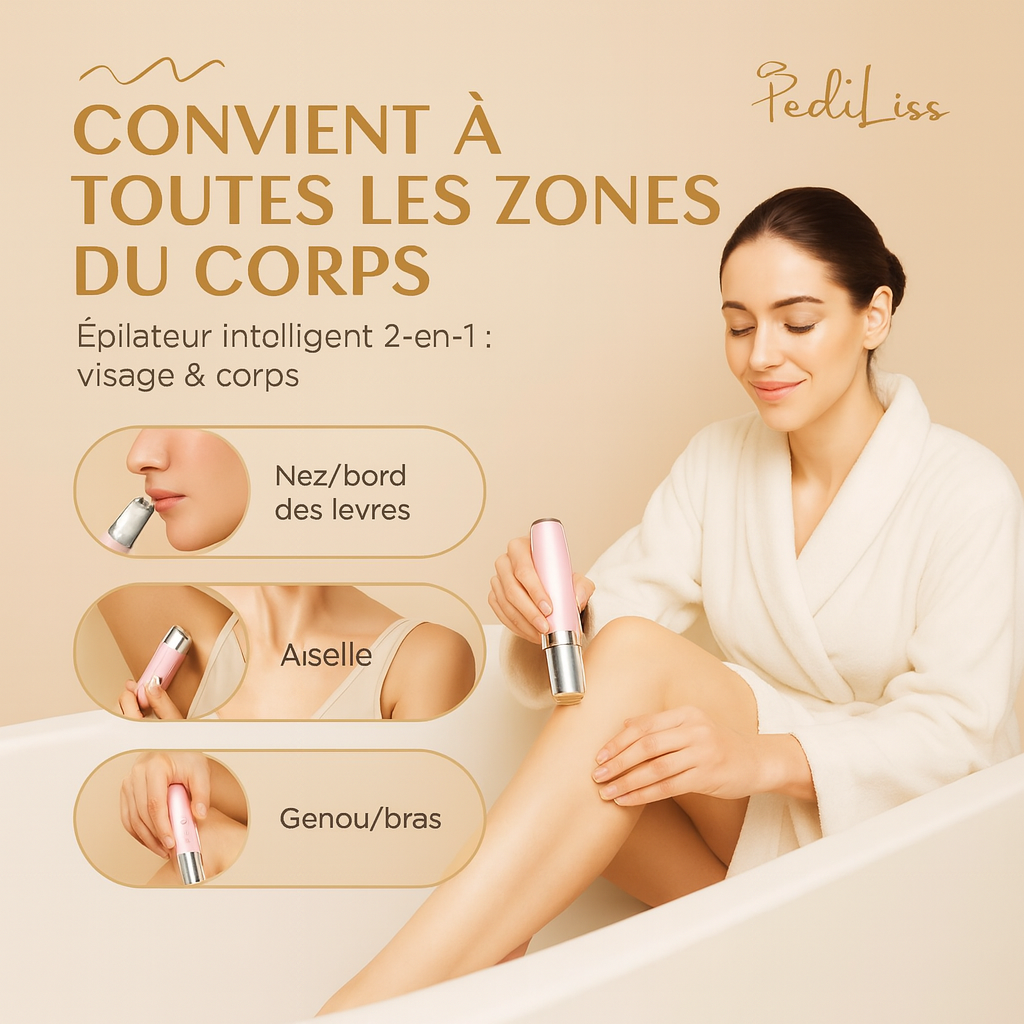 PediLiss™ ⎪ Épilateur intelligent 2-en-1 visage & corps – Douceur et précision