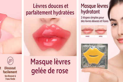 Masque Lèvres Gelée Cristal à la Rose – Hydratation Intense & Lèvres Douces et Lisses