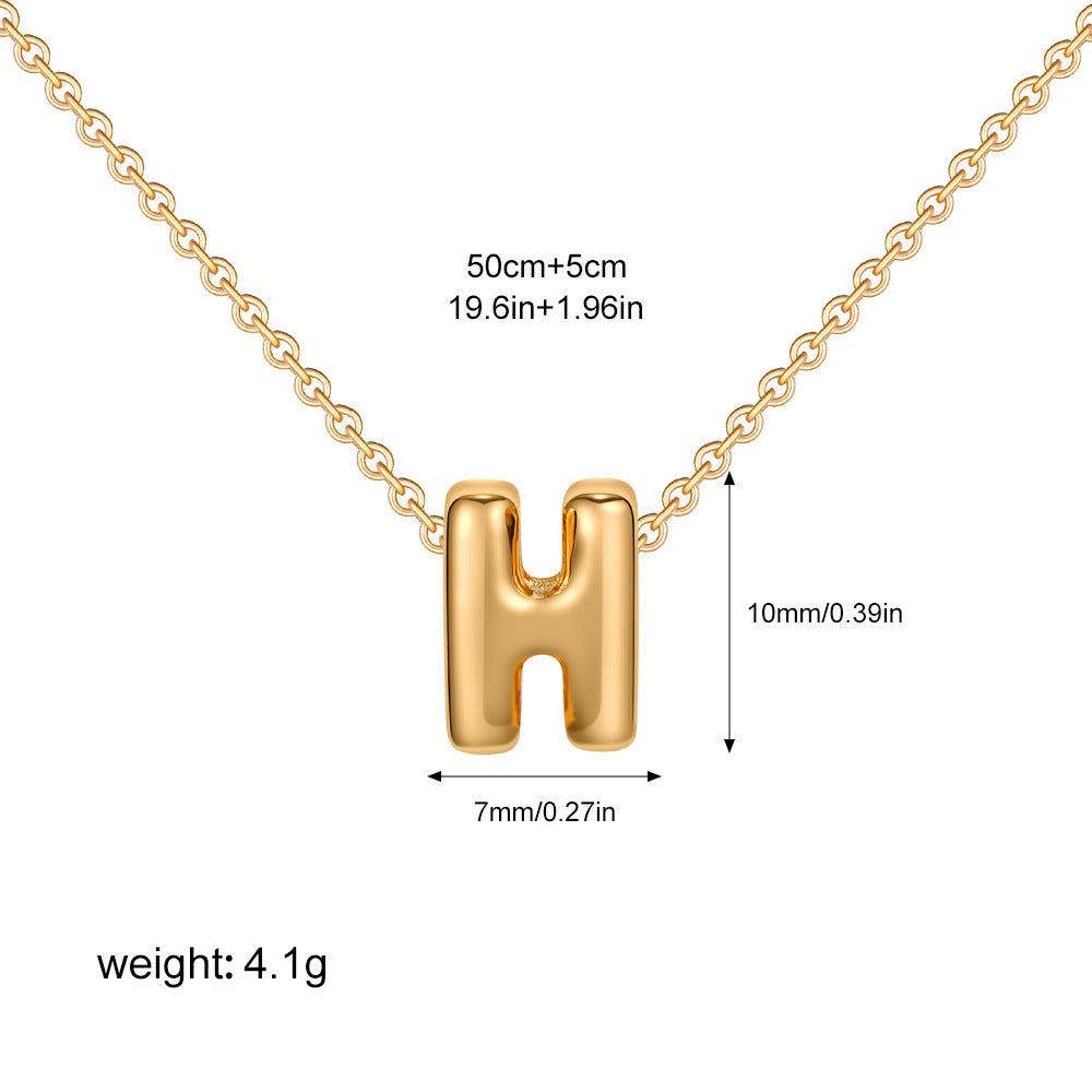 Stainless Steel Letter Necklace with Brass Pendant