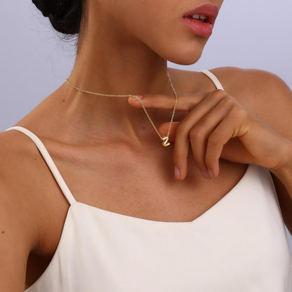 Stainless Steel Letter Necklace with Brass Pendant