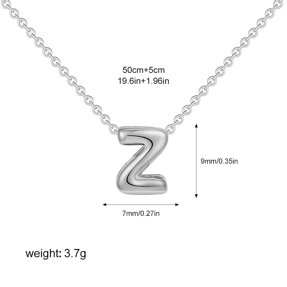 Stainless Steel Letter Necklace with Brass Pendant