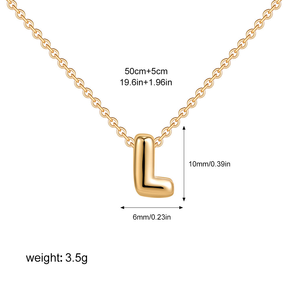Stainless Steel Letter Necklace with Brass Pendant