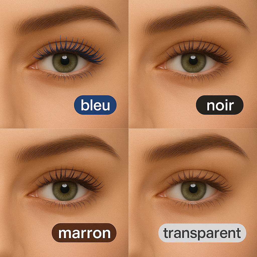 set de Mascara 4 Coloris – Noir, Marron, Bleu & Transparent