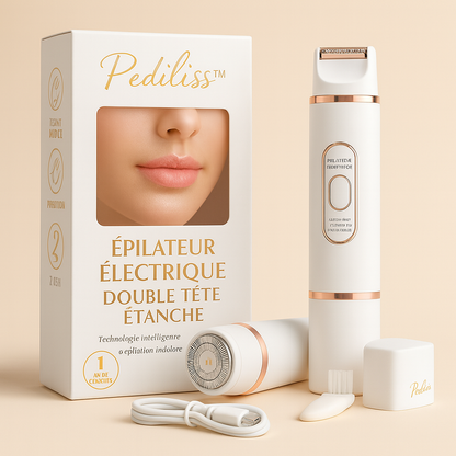 PediLiss™ ⎪ Épilateur électrique double tête étanche – Technologie intelligente & épilation indolore