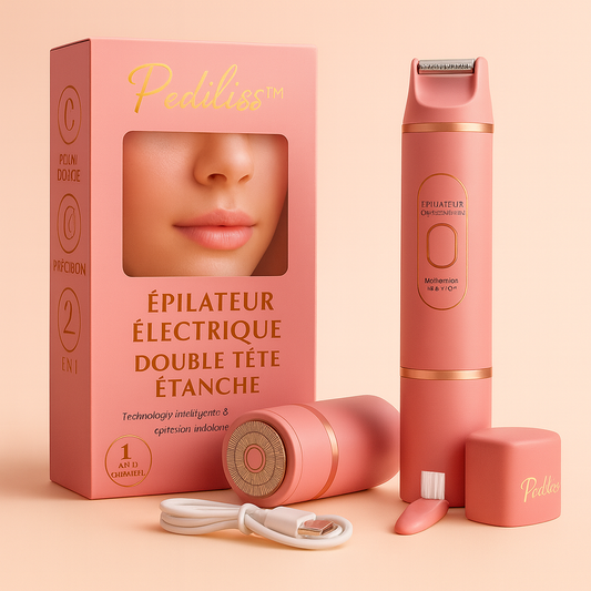 PediLiss™ ⎪ Épilateur électrique double tête étanche – Technologie intelligente & épilation indolore