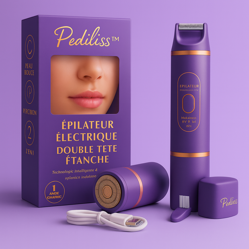 PediLiss™ ⎪ Épilateur électrique double tête étanche – Technologie intelligente & épilation indolore