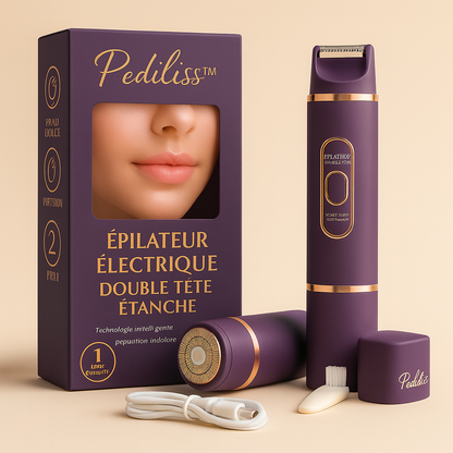 PediLiss™ ⎪ Épilateur électrique double tête étanche – Technologie intelligente & épilation indolore