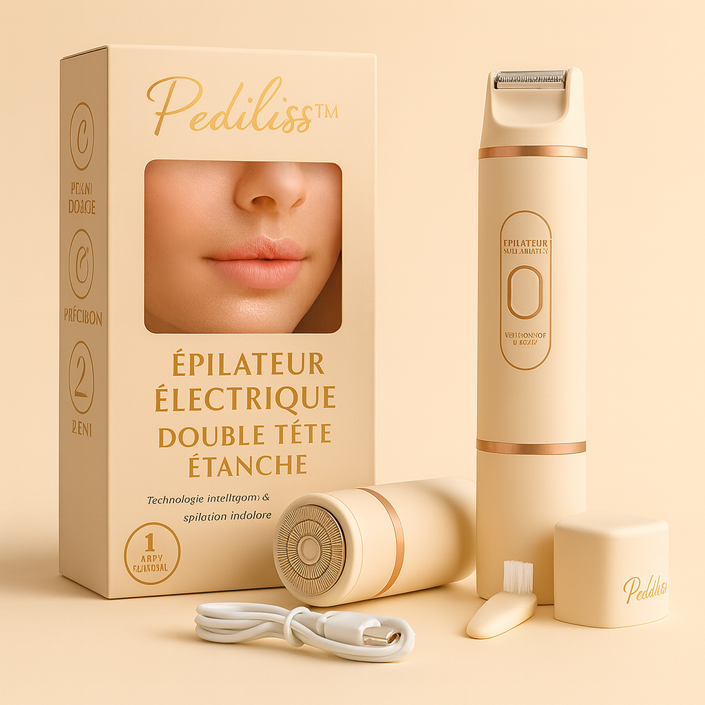 PediLiss™ ⎪ Épilateur électrique double tête étanche – Technologie intelligente & épilation indolore