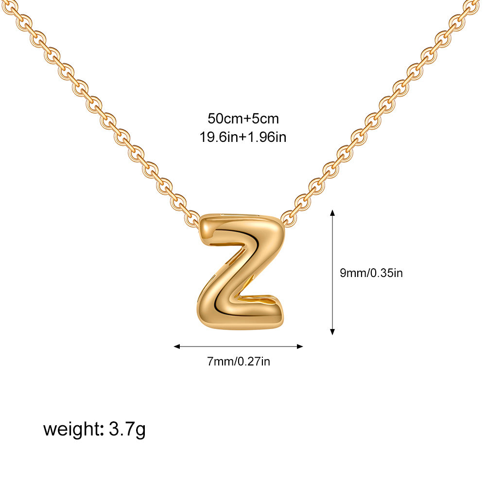 Stainless Steel Letter Necklace with Brass Pendant