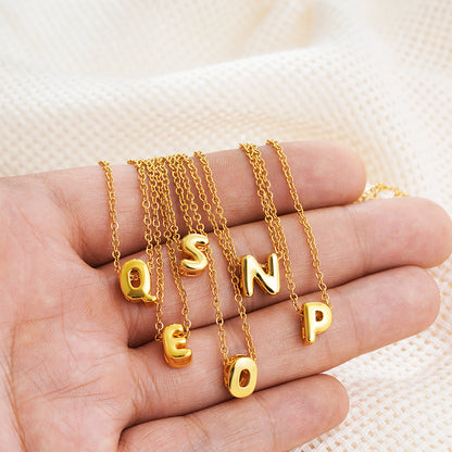 Stainless Steel Letter Necklace with Brass Pendant