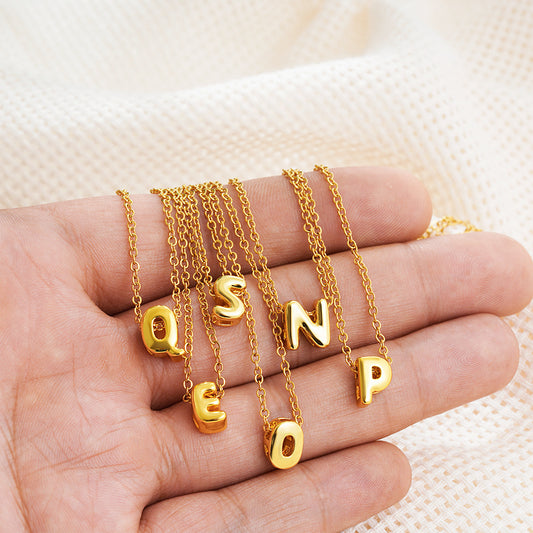 Stainless Steel Letter Necklace with Brass Pendant