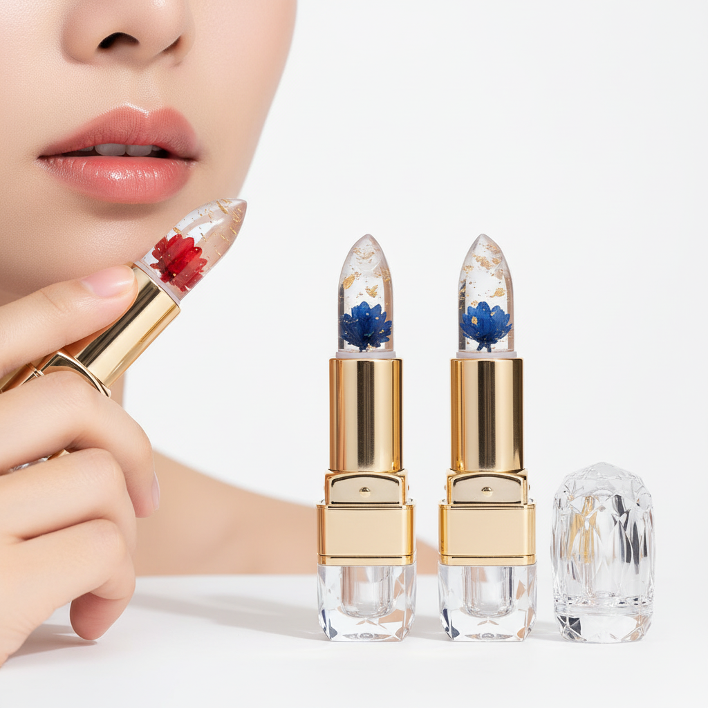 Rouge à lèvres gel transparent hydratant, thermo-réactif